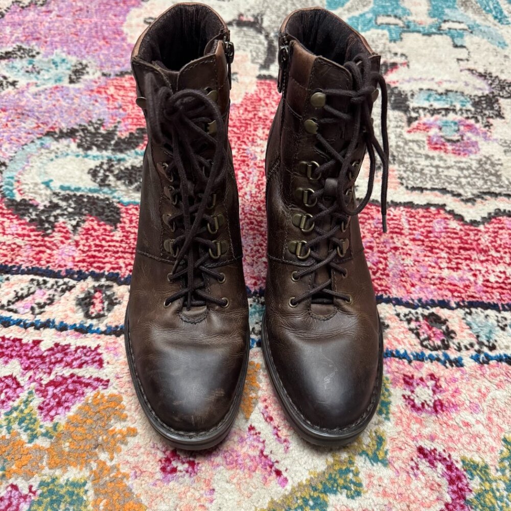 Born Descent Brown Leather Hiker Bootie Womens size 8.5 - Picture 2 of 6